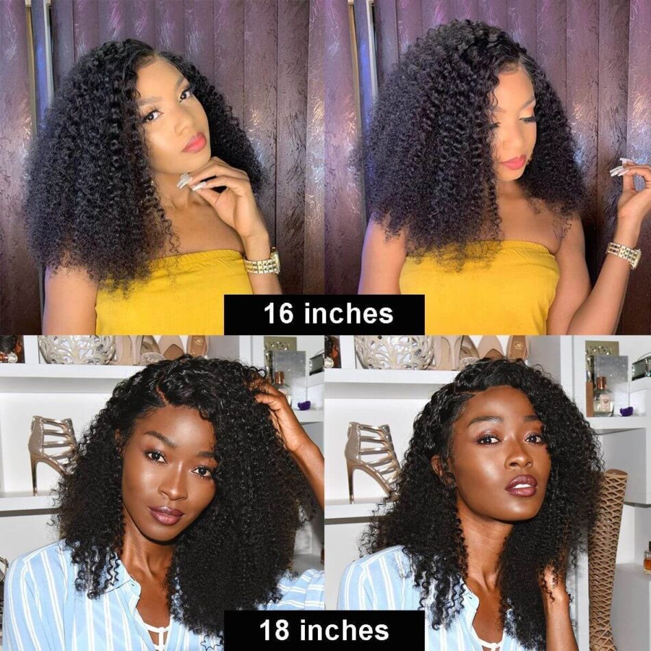 Short Kinky Curly Wig Side Part Lace Front Wigs 14 Inch 100% Virgin Human Hair 180% Density - Image 5