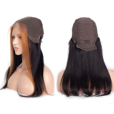 Ombre Honey Blonde Highlight Straight Hair Lace Front Wigs Human Hair Straight Front Wig for Women with Baby Hair - Image 3