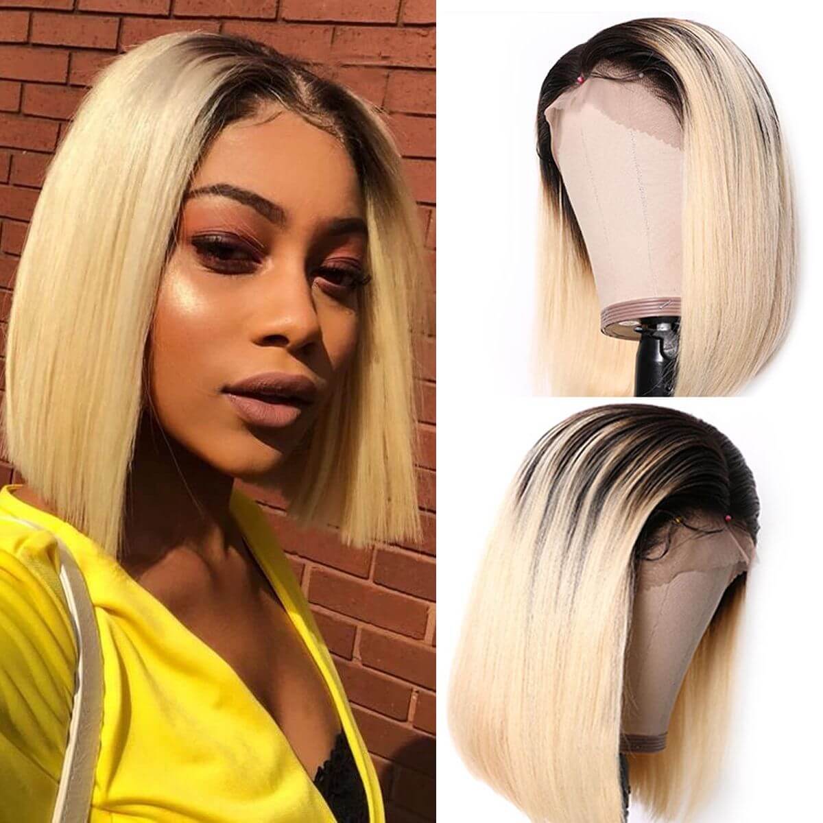 1b 613 straight bob front wig,1b 613 straight short bob wig,ombre blonde straight bob wig,shor bob wig 1b 613 straight,1b blonde color wig,straight bob wig 1b blonde