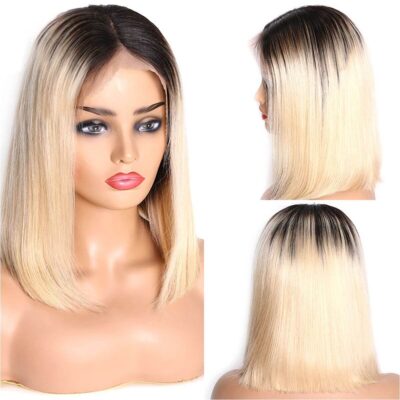 1b 613 straight bob front wig,1b 613 straight short bob wig,ombre blonde straight bob wig,shor bob wig 1b 613 straight,1b blonde color wig,straight bob wig 1b blonde