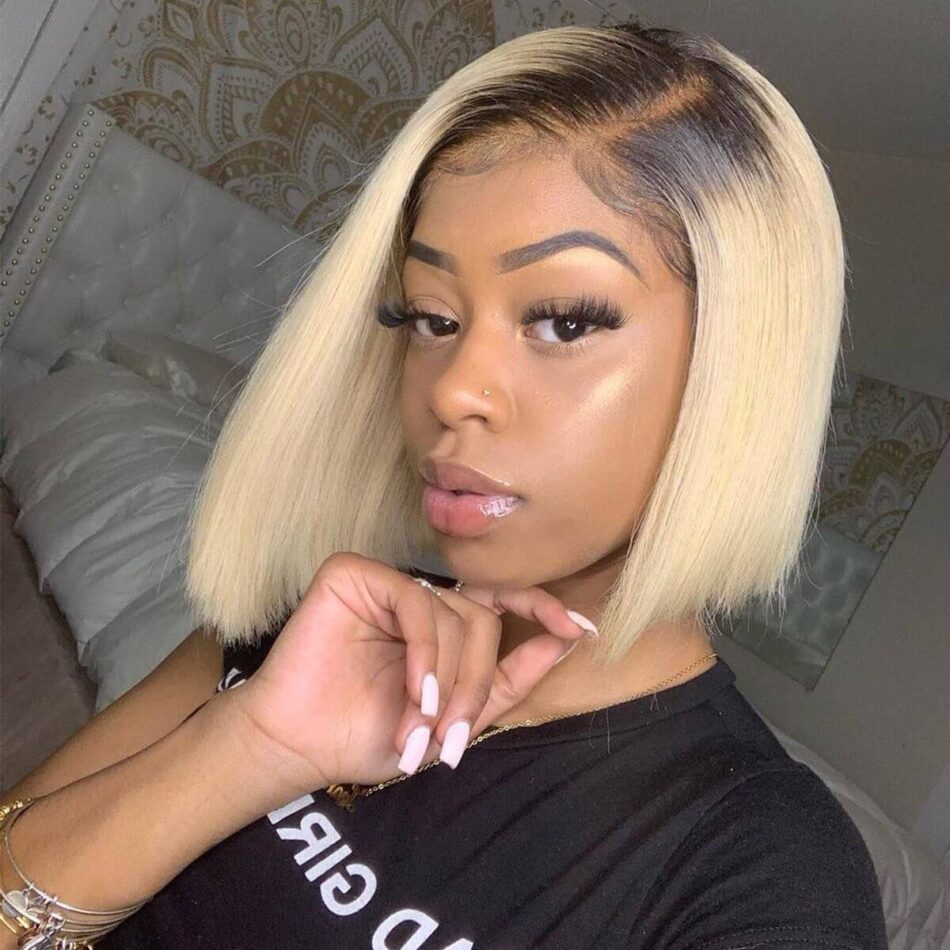 1b 613 straight bob front wig,1b 613 straight short bob wig,ombre blonde straight bob wig,shor bob wig 1b 613 straight,1b blonde color wig,straight bob wig 1b blonde