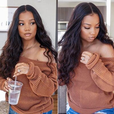 360 Body Wave Lace Frontal Wigs Virgin Brazilian Human Hair 180% Density Pre Plucked