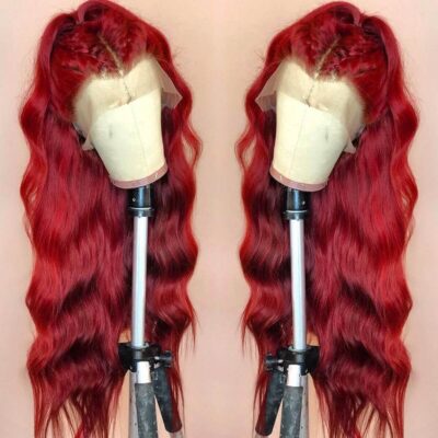 red body front wigs,13×6 red body wave lace frontal wigs,13×6 red body lace frontal wigs,red body hair front wig,cheap red body hair front wig