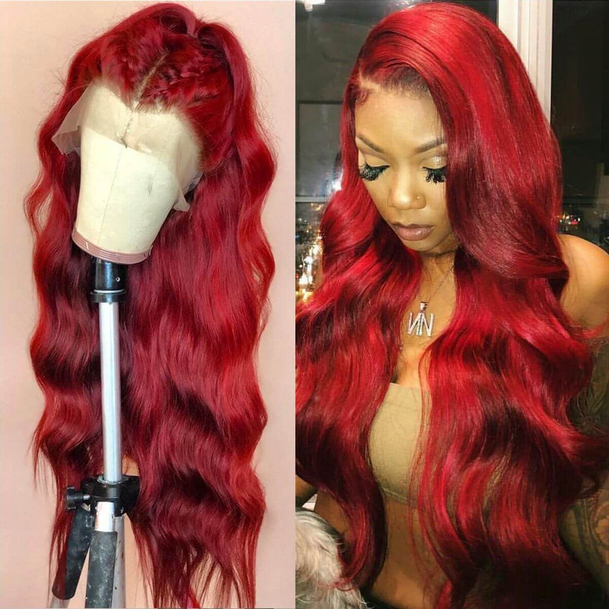 red body front wigs,13×6 red body wave lace frontal wigs,13×6 red body lace frontal wigs,red body hair front wig,cheap red body hair front wig