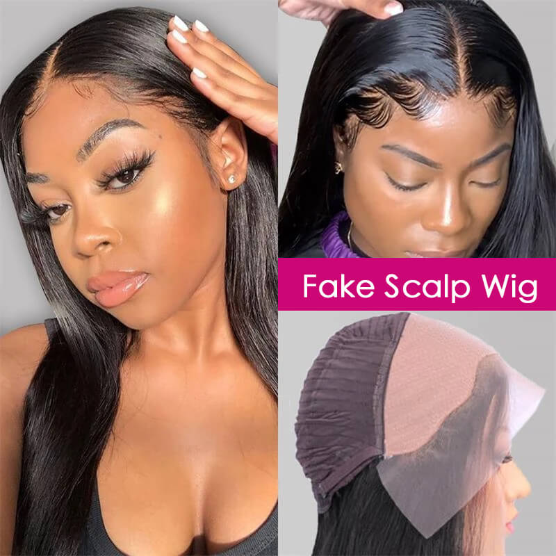 Fake Scalp Wig Undetectable Glueless Brazilian Straight Lace Wig Pre-plucked Invisible 13×4 Lace Frontal Wig Human Hair - Evan Hair Fake Scalp Wig Undetectable Glueless Brazilian Straight Lace Wig Pre-plucked Invisible 13×4 Lace Frontal Wig Human Hair - Evan Hair