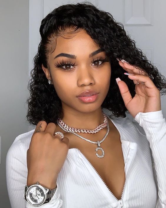 Bob curly hair lace front wig