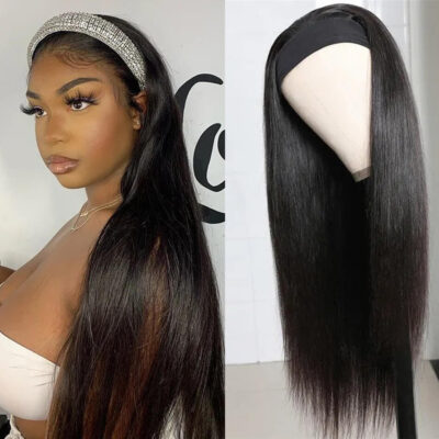 Brazilian Headband Wig Straight Human Hair Wig 180% Density Full Machine Made