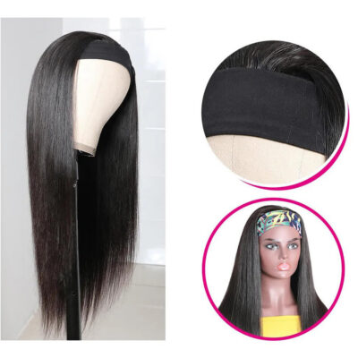 Brazilian Headband Wig Straight Human Hair Wig 180% Density Full Machine Made - Image 4