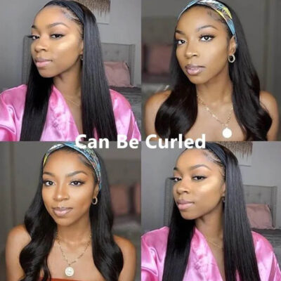 Brazilian Headband Wig Straight Human Hair Wig 180% Density Full Machine Made - Image 9