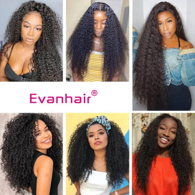 Right Side U Part Wig Kinky Curly Brazilian Human Hair 180% Density 2*4 Opening Natural Color - Image 4