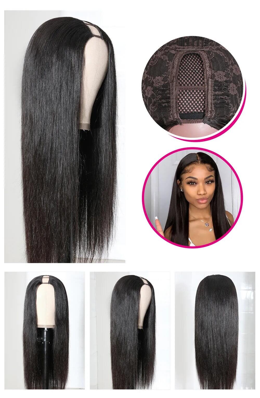 u part wigs straight hair,straight hair u part wigs,straight u part wig,2*4 straight u part wig,best u part wigs,cheap u part wigs,full machine made wigs