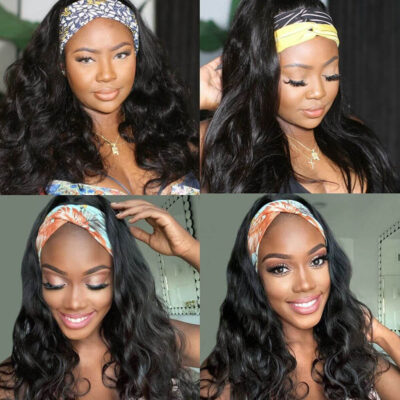 Body Wave Headband Human Hair Wigs 180% Density Ice Silk Scarf Headband Wigs - Image 7