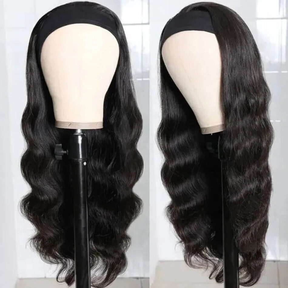 Body Wave Headband Human Hair Wigs 180% Density Ice Silk Scarf Headband Wigs - Image 2