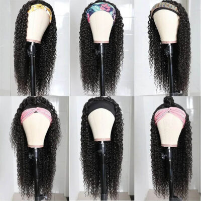 Jerry Curly Headband Hair Scarf Wig Headband Glueless Wig Full Machine Made Wig - Image 3
