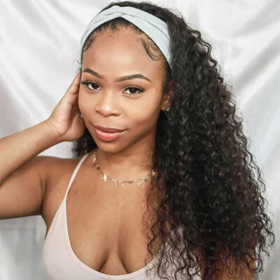 Jerry Curly Headband Hair Scarf Wig Headband Glueless Wig Full Machine Made Wig - Image 6