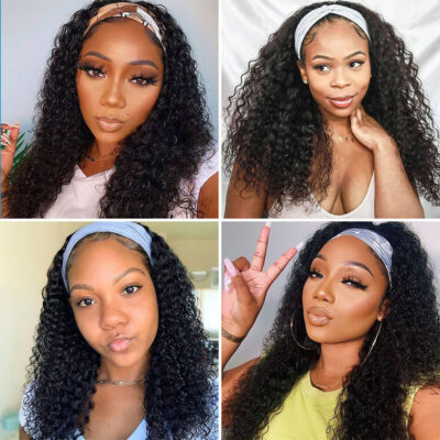 Jerry Curly Headband Hair Scarf Wig Headband Glueless Wig Full Machine Made Wig - Image 4