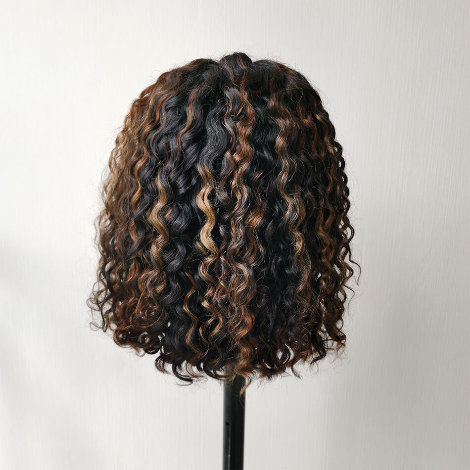 hightlight water wave wig,wet and wavy hightlight wig,short hightlight water wave wigs,hightlight water wave wig,hightlight lace front wigs