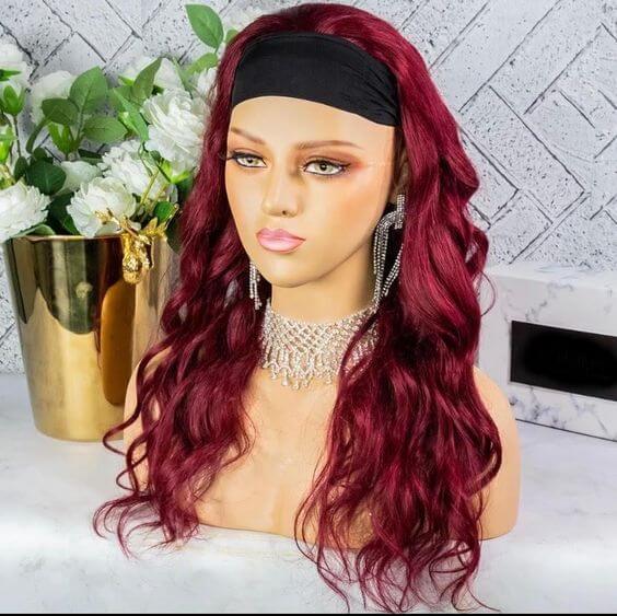 99j headband wig,burgundy color headhand wig,body 99j headband wigs,body wave 99j headband wig,best headband wigs,cheap headband wigs,full machine made wigs