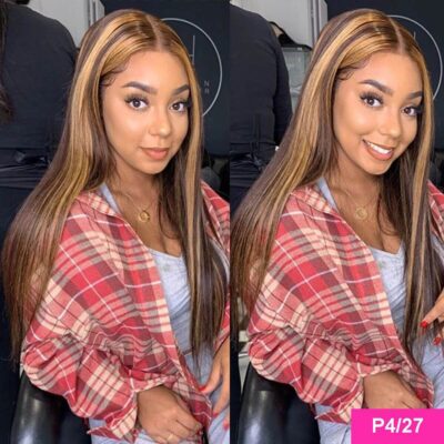 Straight Hair Highlight Honey Blonde 13×4 Lace Front Wigs - Image 6
