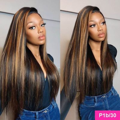 Highlight Honey Blonde Straight Wig Human Hair Lace Front 180% Density - Image 6