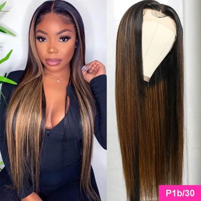 Highlight Honey Blonde Straight Wig Human Hair Lace Front 180% Density - Image 5