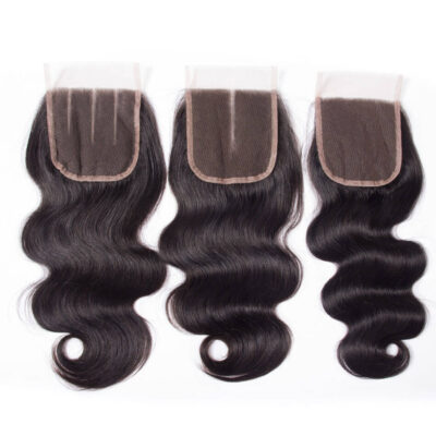 Evanhair Body Wave Hair 4x4 Lace Closure – Free Part, Middle Part, and Three Part Options – 100% Human Hair, Pre-Plucked & Natural Look