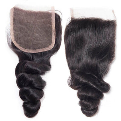 Evanhair Loose Wave Hair 4x4 Lace Closure Free Part – 100% Human Hair, Pre-Plucked & Natural Look