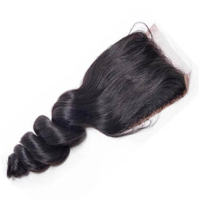 Evanhair Loose Wave Hair 4x4 Lace Closure Free Part – 100% Human Hair, Pre-Plucked & Natural Look