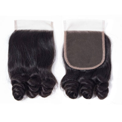 Evanhair Funmi Hair 4x4 Lace Closure Free Part – Bouncy Curly Texture 100% Human Hair, Pre-Plucked & Natural Look