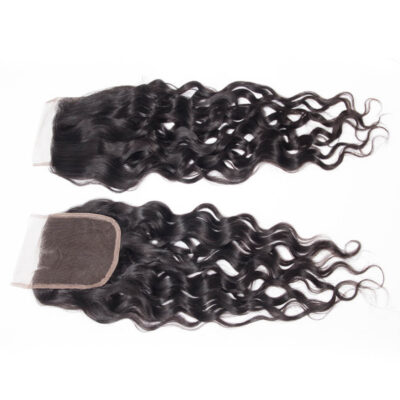 Evanhair Water Wave Hair 4x4 Lace Closure Free Part – Wet and Wavy 100% Human Hair, Pre-Plucked & Natural Look