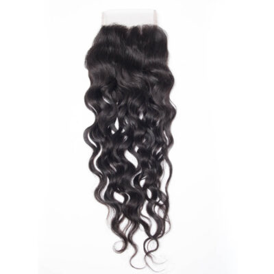 Evanhair Water Wave Hair 4x4 Lace Closure Free Part – Wet and Wavy 100% Human Hair, Pre-Plucked & Natural Look