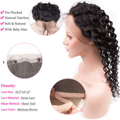 Brazilian Deep Wave Hair 3 Bundles With 360 Frontal 100% Virgin Human Hair Deep Wave 360 Frontal For Full Head - Image 9