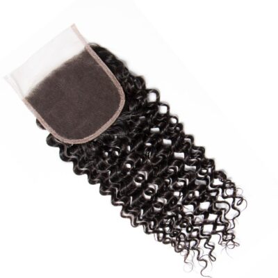 Evanhair Curly Hair 4x4 Lace Closure Free Part – 100% Human Hair, Pre-Plucked & Natural Look