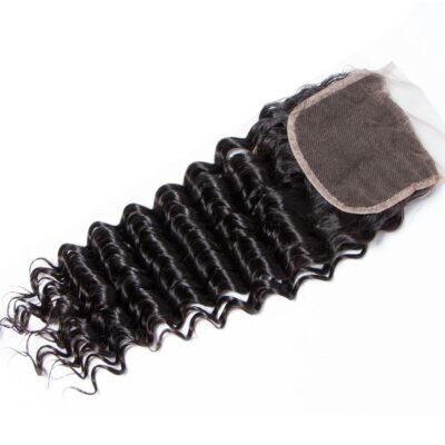 Evanhair Deep Wave Hair 4x4 Lace Closure Free Part – 100% Human Hair, Pre-Plucked & Natural Look