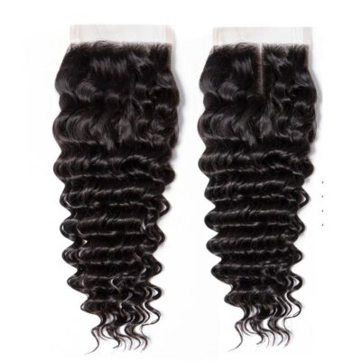 Evanhair Deep Wave Hair 4x4 Lace Closure Free Part – 100% Human Hair, Pre-Plucked & Natural Look
