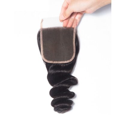 Evanhair Loose Wave Hair 4x4 Lace Closure Free Part – 100% Human Hair, Pre-Plucked & Natural Look