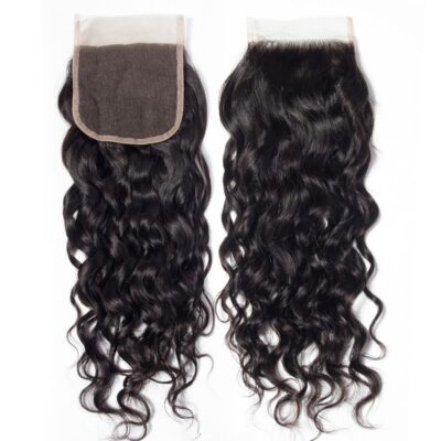 Evanhair Water Wave Hair 4x4 Lace Closure Free Part – Wet and Wavy 100% Human Hair, Pre-Plucked & Natural Look