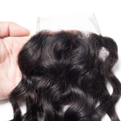 Evanhair Water Wave Hair 4x4 Lace Closure Free Part – Wet and Wavy 100% Human Hair, Pre-Plucked & Natural Look