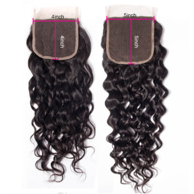 Evanhair Water Wave Hair 5x5 Lace Closure Free Part – Wet and Wavy 100% Human Hair, Pre-Plucked & Natural Look