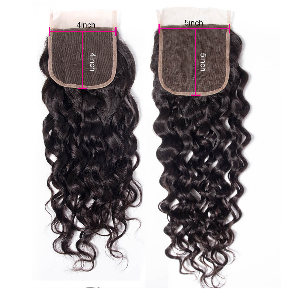 Evanhair Water Wave Hair 5x5 Lace Closure Free Part – Wet and Wavy 100% Human Hair, Pre-Plucked & Natural Look