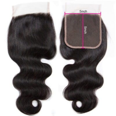 Evanhair Body Wave Hair 5x5 Lace Closure Free Part – 100% Human Hair, Pre-Plucked & Natural Look