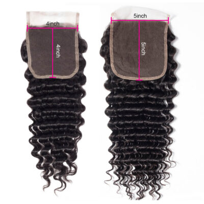 Evanhair Deep Wave Hair 5x5 Lace Closure Free Part – 100% Human Hair, Pre-Plucked & Natural Look
