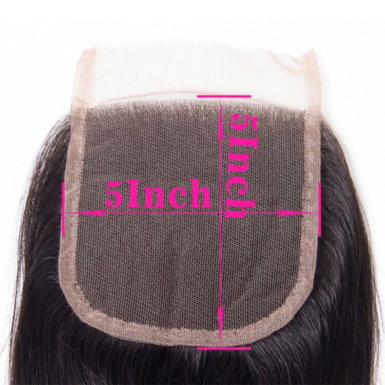 Evanhair Straight Hair 5x5 Lace Closure Free Part – 100% Human Hair, Pre-Plucked & Natural Look
