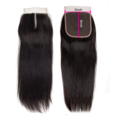 Evanhair Straight Hair 5x5 Lace Closure Free Part – 100% Human Hair, Pre-Plucked & Natural Look