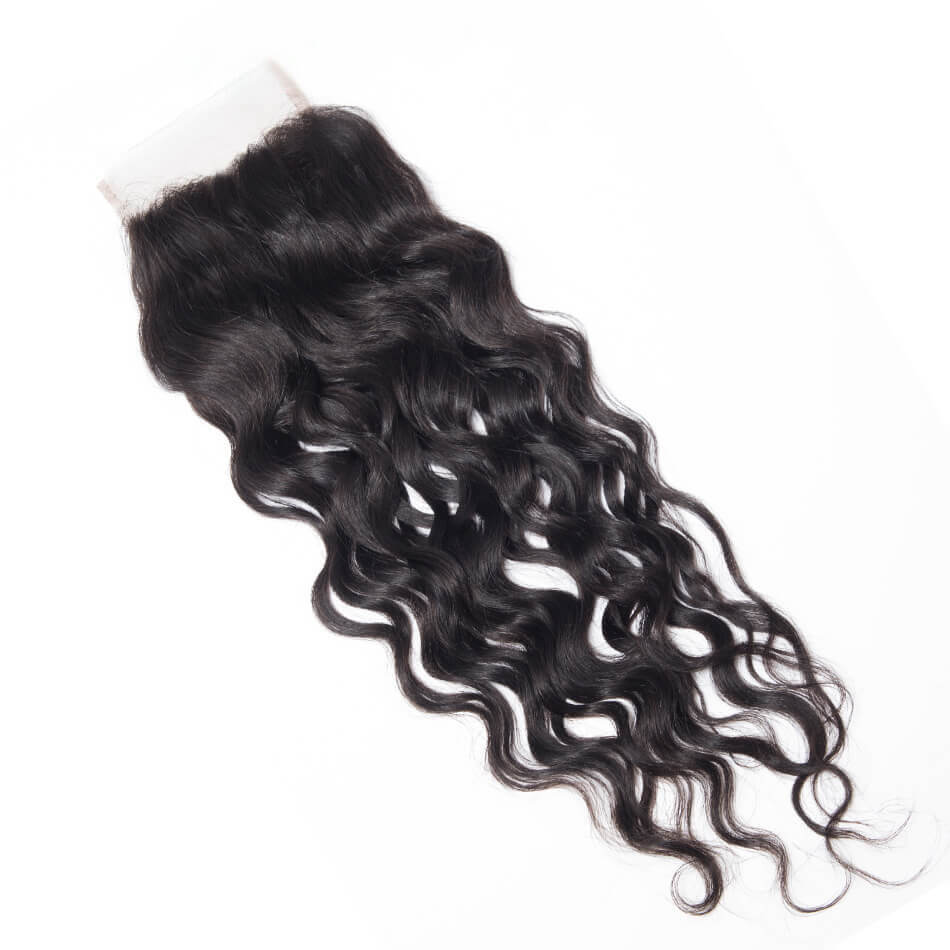 Evanhair Water Wave Hair 5x5 Lace Closure Free Part – Wet and Wavy 100% Human Hair, Pre-Plucked & Natural Look
