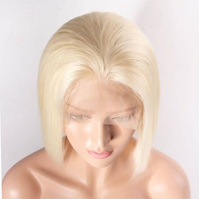 613 Blonde Short Straight Bob Wig Human Hair Lace Front - Image 5