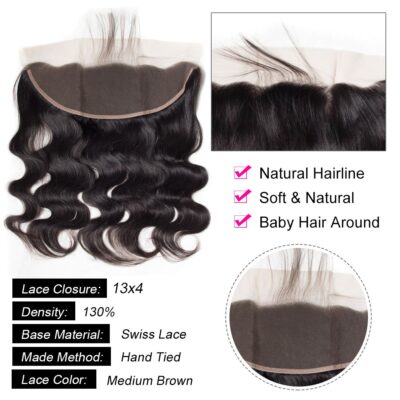 Evanhair Body Wave Hair 13x4 Lace Frontal With Baby Hair – 100% Human Hair, Pre-Plucked & Natural Look