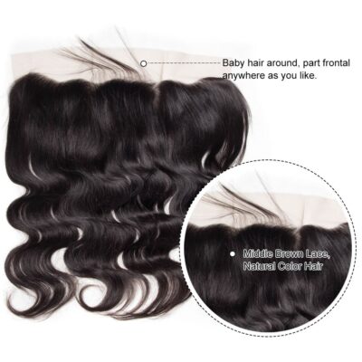 Evanhair Body Wave Hair 13x4 Lace Frontal With Baby Hair – 100% Human Hair, Pre-Plucked & Natural Look