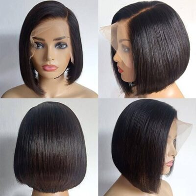 Short Straight Bob Wig Human Hair Lace Front 180% Density Side Part Natural Look - Image 3