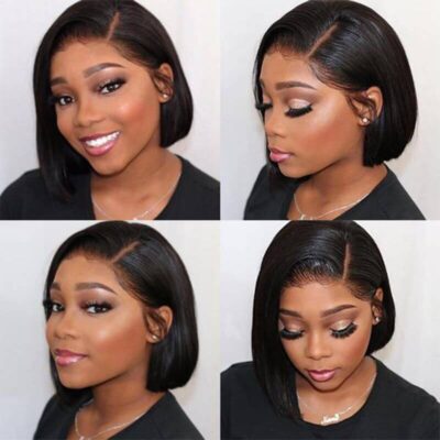 Short Straight Bob Wig Human Hair Lace Front 180% Density Side Part Natural Look - Image 6